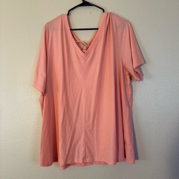 Lane Bryant peach pink  V-Neck Women's Top 22/24 - Picture 1 of 5